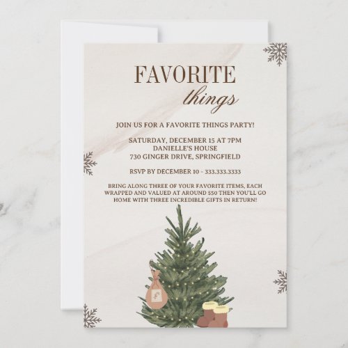 Favorite Things  Exchange Gift Christmas Party Invitation