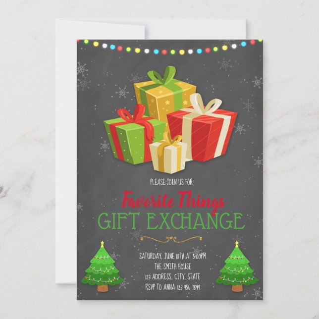 Favorite Things Exchange Party invitation (Front)