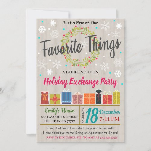 Favorite Things Exchange Party Invitation