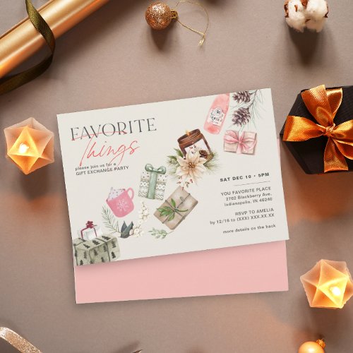 Favorite Things Friend Gift Exchange Holiday Party Invitation