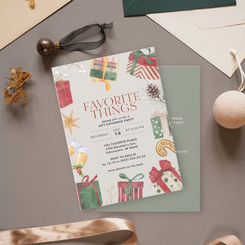 Favorite Things Friend Gift Exchange Holiday Party Invitation
