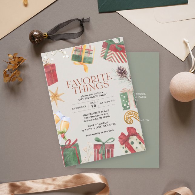 Favorite Things Friend Gift Exchange Holiday Party Invitation (Creator Uploaded)