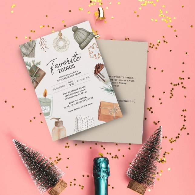 Favorite Things Friend Gift Exchange Holiday Party Invitation (Creator Uploaded)