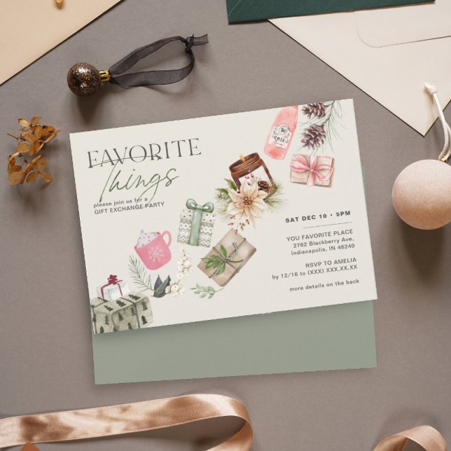 Favorite Things Friend Gift Exchange Holiday Party Invitation (Creator Uploaded)