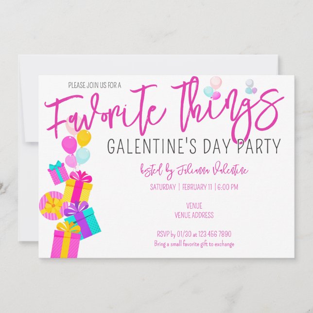 Favorite Things Galentine's Day Girls Night Out Invitation (Front)