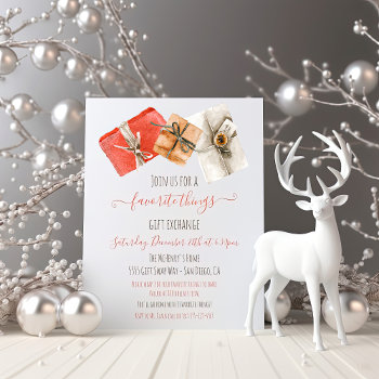 Favorite Things Gift Exchange Brown Paper Packages Invitation by McBooboo at Zazzle