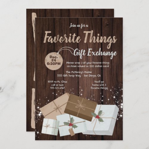 Favorite Things Gift Exchange brown paper packages Invitation