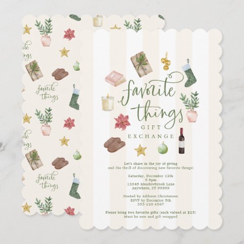 Favorite Things Gift Exchange Christmas Party Invitation