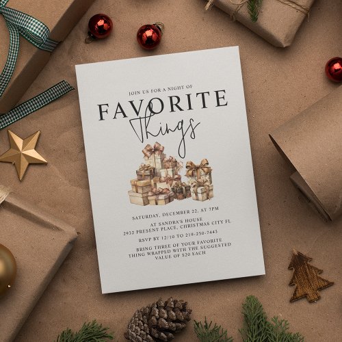 Favorite Things Gift Exchange Holiday Party Invitation