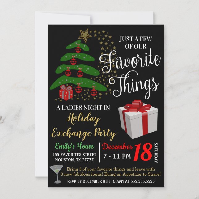 Favorite Things Gift Exchange Invitation (Front)
