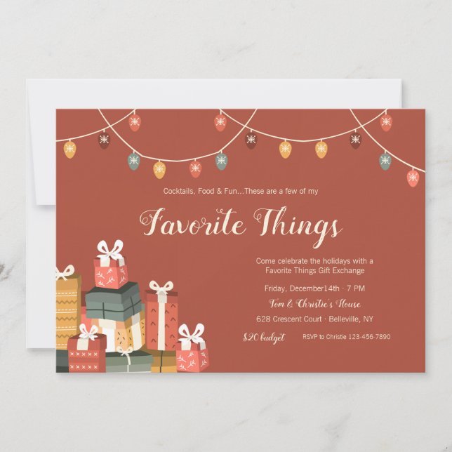 Favorite Things Gift Exchange Invitation (Front)