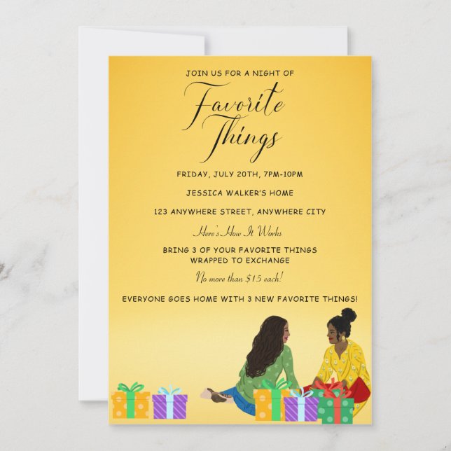 Favorite Things Gift Exchange Party Invitation (Front)