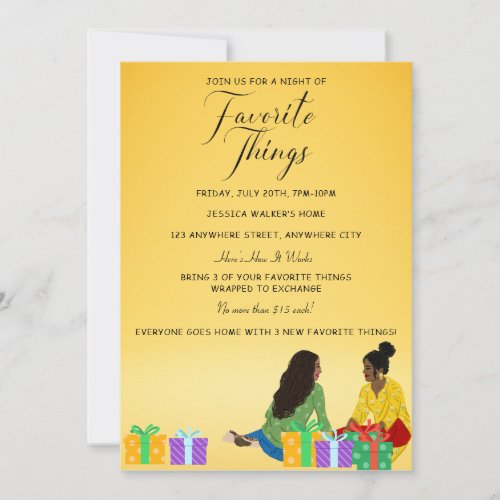 Favorite Things Gift Exchange Party Invitation