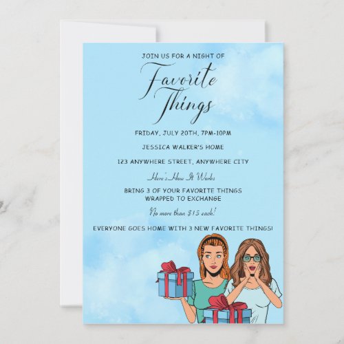 Favorite Things Gift Exchange Party Invitation