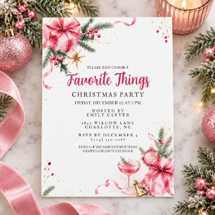 Favorite Things Gift Exchange Pink Christmas Party Invitation
