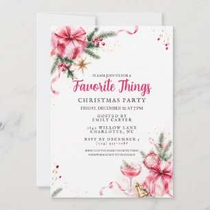 Favorite Things Gift Exchange Pink Christmas Party Invitation