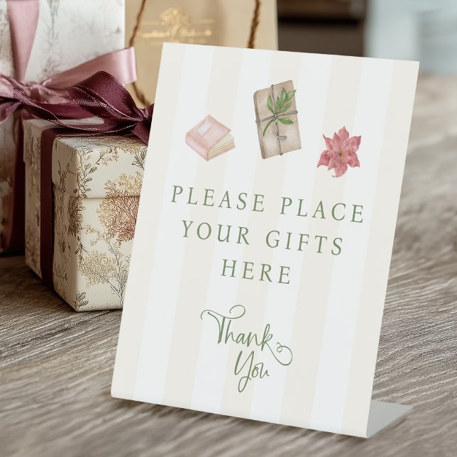 Favorite Things Gift Exchange Place Gifts Here Pedestal Sign (Shown on an 8" x 10" pedestal sign)