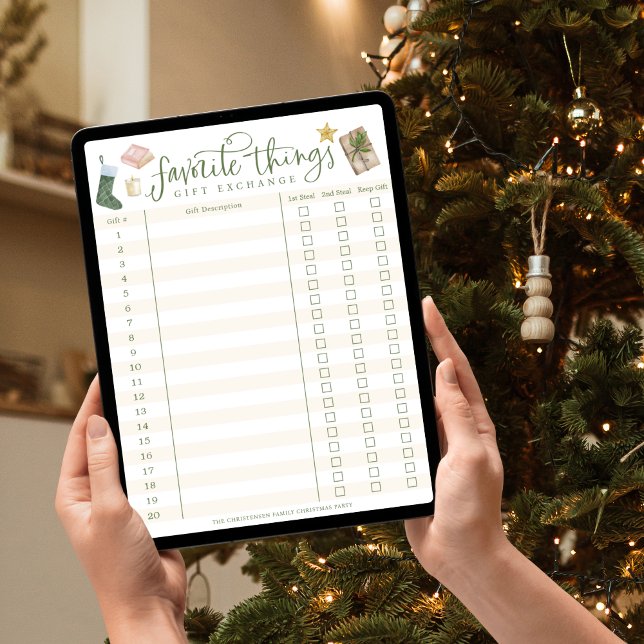 Favorite Things Gift Exchange Tracker Download Poster (Creator Uploaded)