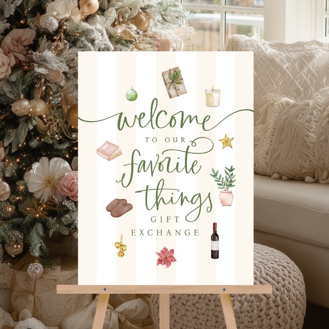 Favorite Things Gift Exchange Welcome Sign (Shown on an 18" x 24" sign)