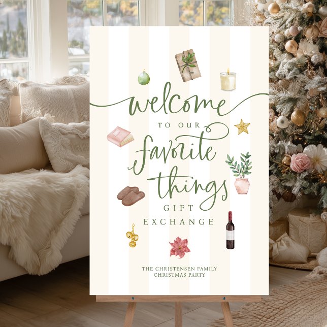 Favorite Things Gift Exchange Welcome Sign (Shown on a 24" x 36" sign)