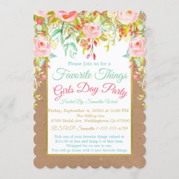 Favorite Things Girls Day Invitation by TiffsSweetDesigns at Zazzle