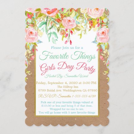 Favorite Things Girls Day Invitation