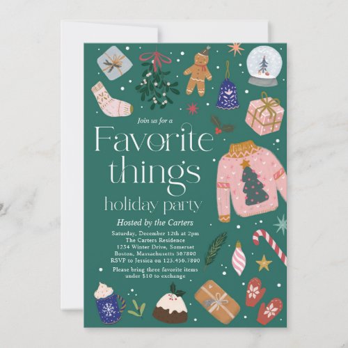 Favorite Things Holiday Gift Exchange Party Invitation