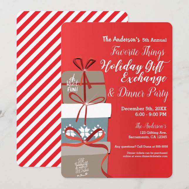 Favorite Things Holiday Gift Exchange Party Invitation (Front/Back)