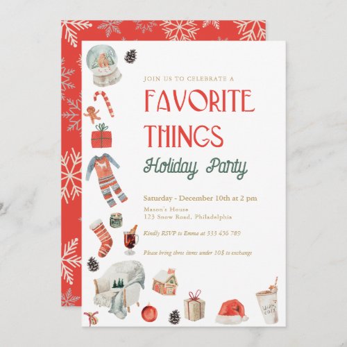Favorite Things Holiday gift swap party Invitation