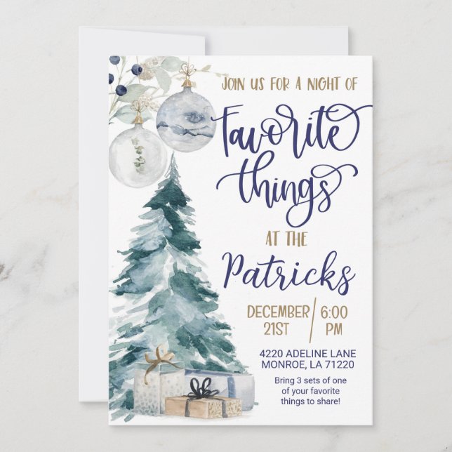 Favorite Things Holiday Party Invitation (Front)