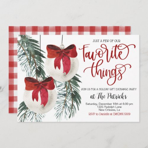 Favorite Things Holiday Party Invitation