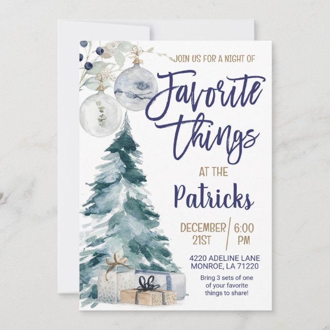 Favorite Things Holiday Party Invitation (Front)