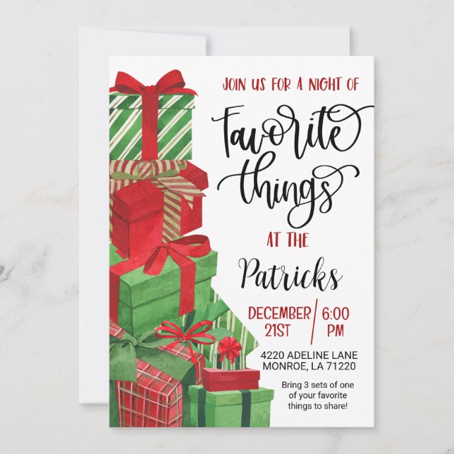 Favorite Things Holiday Party Invitation (Front)