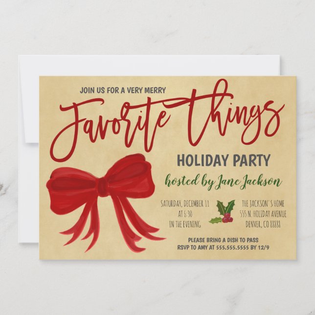 Favorite Things Holiday Party Invitation (Front)