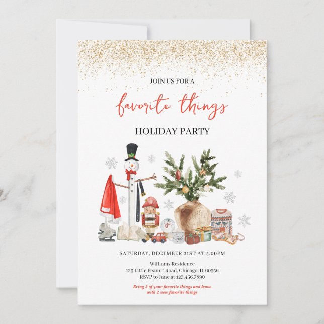 Favorite Things Holiday Party Invitation (Front)