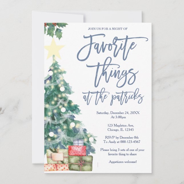 Favorite Things Party Holiday Christmas Party Invitation (Front)