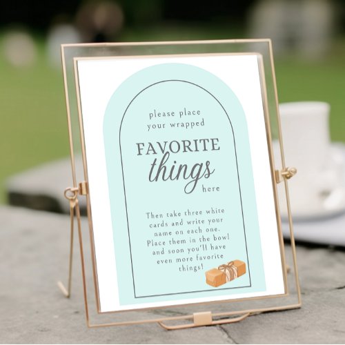 Favorite Things Party Instructions Sign