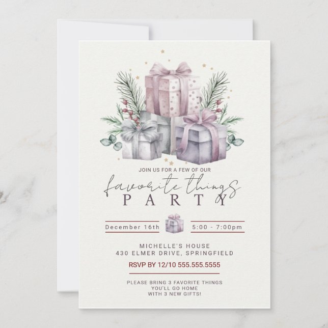 Favorite Things party  Invitation (Front)