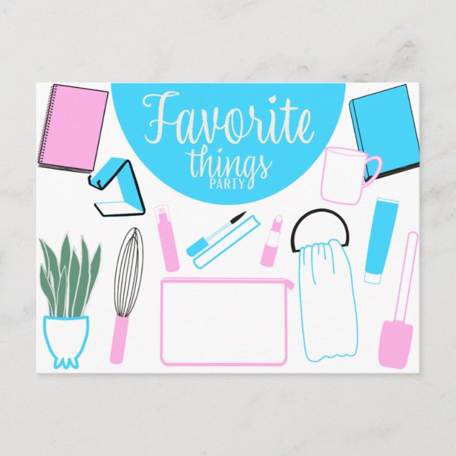 Favorite Things Party Postcard Invitation (Front)