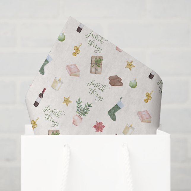 Favorite Things Patterned Holiday Christmas Tissue Paper (Gift Bag)