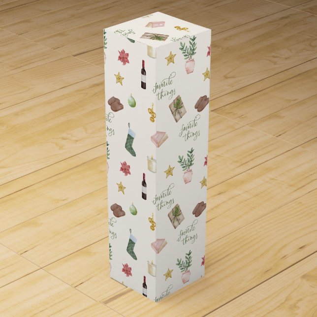 Favorite Things Patterned Holiday Christmas Wine Box (Front)