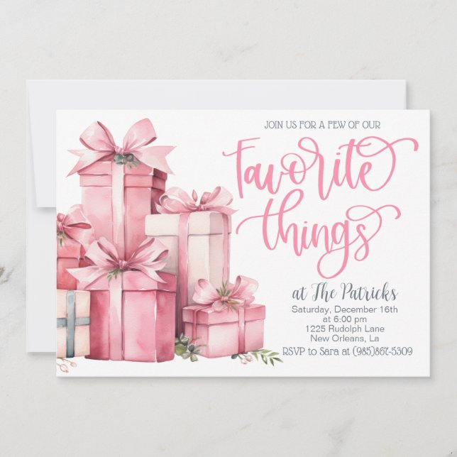 Favorite Things Pink Party Invitation (Front)