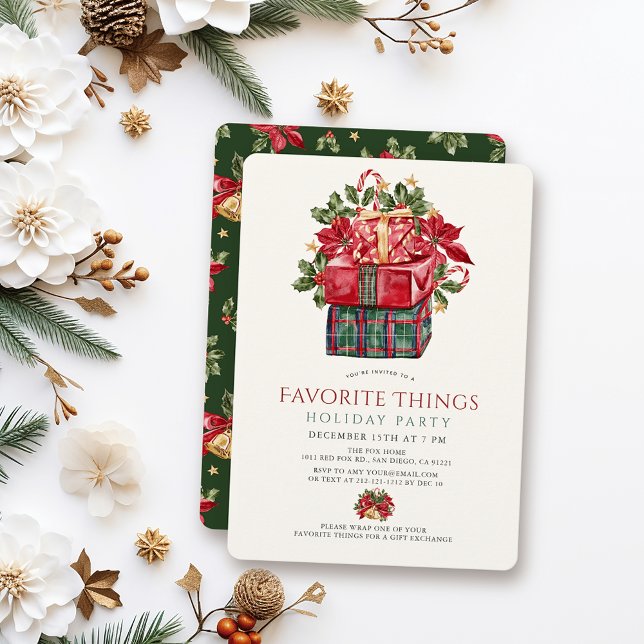 Favorite Things Presents Christmas Holiday Party Invitation (Creator Uploaded)