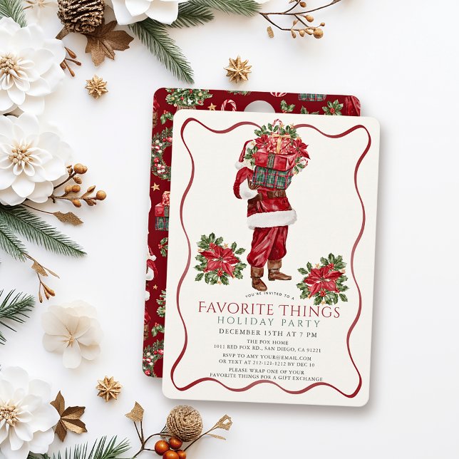 Favorite Things Santa Christmas Holiday Party Invitation (Creator Uploaded)