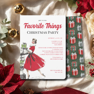 Favorite Things Vintage Christmas Party Invitation