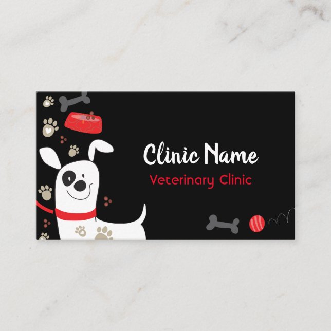 Favorite Things with Cute Dog Veterinary Clinic Business Card (Front)