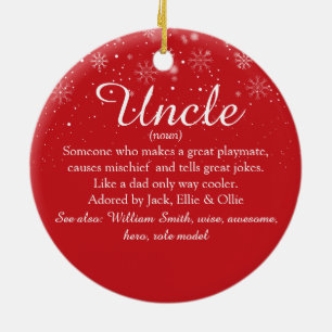 Favorite Uncle Definition Photo Snowflakes Script Ceramic Ornament