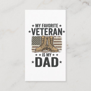 Favorite Veteran Dad Patriotic Combat Boots Shirt Business Card