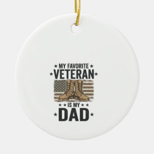 Favorite Veteran Dad Patriotic Combat Boots Shirt Ceramic Ornament