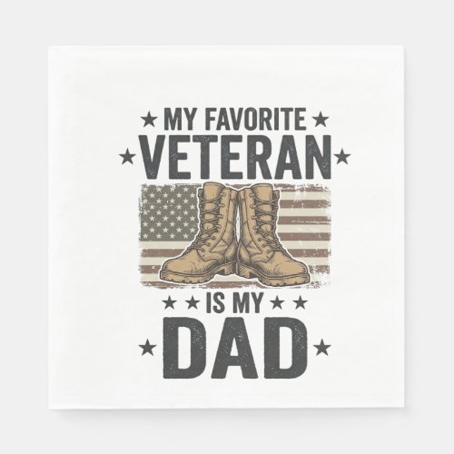 Favorite Veteran Dad Patriotic Combat Boots Shirt  Napkins